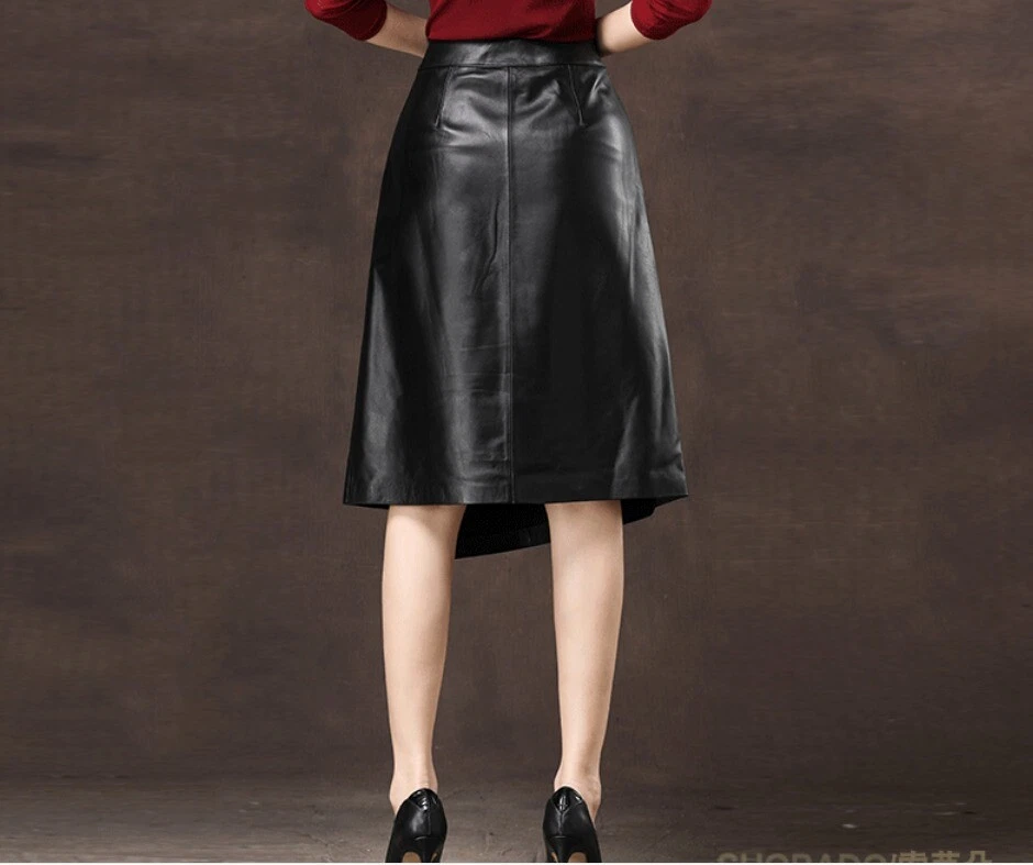 Custom Made To Order Faux Leather Irregular Hem A-line Skirt Plus 1X-10X Y300 - Image 2 of 4