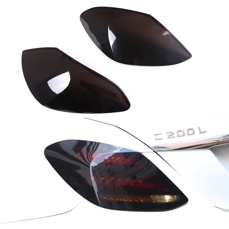 Smoke Black Rear Tail Light Lamp Guards Cover Trim for Benz C-Class W205 2015-2021