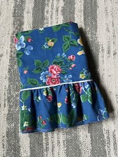 Vintage Single Ruffle Hem Pillowcase, Martex, Blue Rose Floral, Stnd, Percal