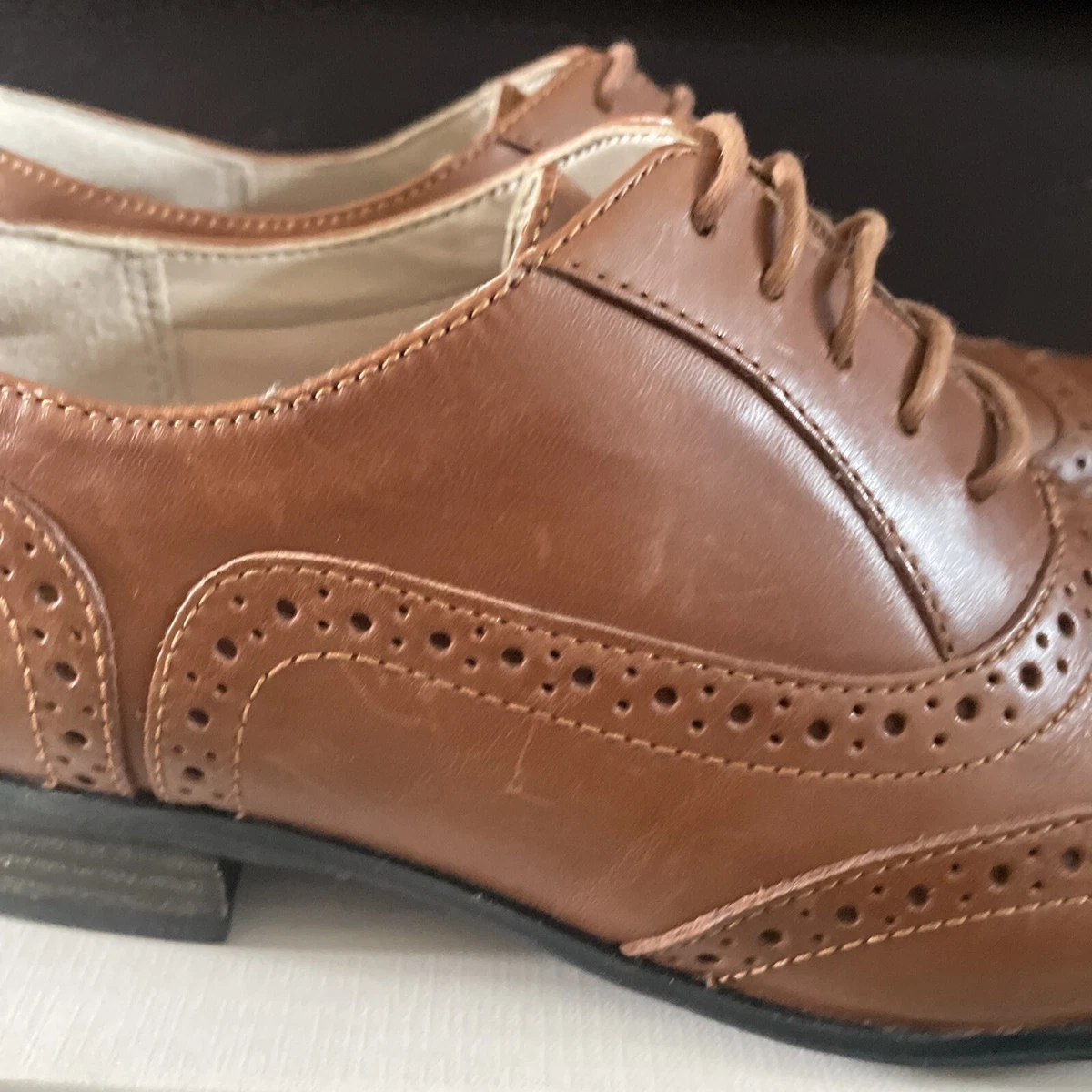 Clarks HAMBLE OAK Dark Tan Leather Brogue Shoes Ladies Brogues New 4 Fit D Boxed