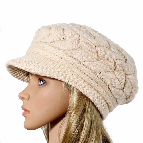 Women's Visor Hat,Winter Warm Knitted Cap Hat,Slouchy Wool Beanie Hat Cabbie Cap - Bild 14 von 25