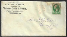 Woodstock, Vt red postmark circa 1870's cover, c.c. Watches, Clocks and Jewelry