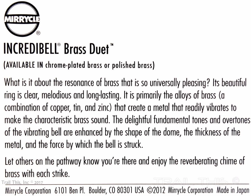 Campana de bicicleta Mirrycle Incredibell de latón Duet - se adapta a 21,7 mm a 24 mm negra Foto 4 de 4