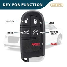 Replacement Smart Key Fob Remote For 2012-2014 Chrysler 300 (Black, Needs Programming) 3 thumbnail image