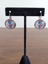 Leverback earrings, cats on the prowl 1