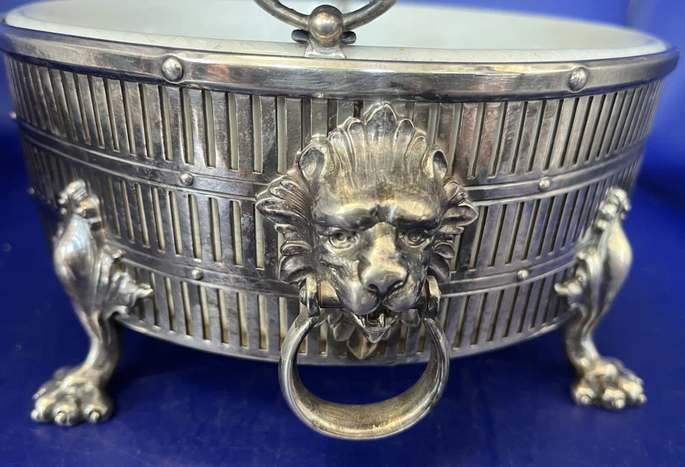 Cuenco de plata Meriden de la época victoriana con inserto de porcelana Foto 3 de 4