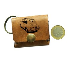 PORTACHIAVI FIAT 500 IN CUOIO FATTO A MANO VERO CUOIO MADE IN ITALY
