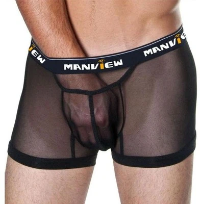 Boxer taille M noir transparent Manview by NEOFAN sheer sexy Ref M03