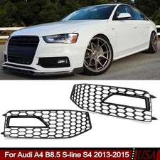 Honeycomb RS4 Style Front Bumper Fog Lamp Grill Bezel For Audi A4 B8.5 2013-2016