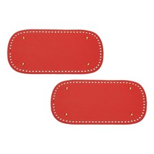 Crochet Bag Bottom 2 PCS 5.9x11.8 Inch Oval Leather Shaper Pad Holes Red