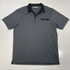Travis Mathew Men's XL Striped Polo Shirt Black Gray Short Sleeve Golf Casual