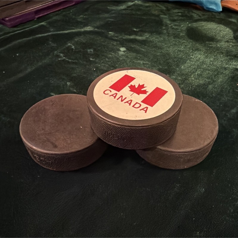 Vegum Ice Hockey Puck Lot of 3, 3in Black Rubber, Official Practice Canada