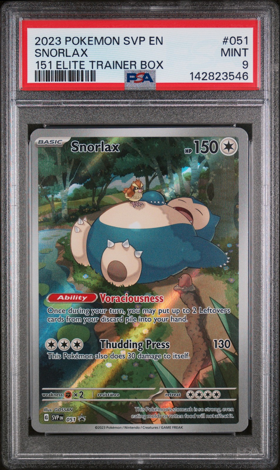 2023 POKEMON SVP EN-SV BLACK STAR PROMO 151 ELITE TRAINER BOX #051 SNORLAX PSA 9