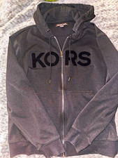 Michael Kors Gray Full Zip Hooded Hoodie w/ Logo Pockets Size L