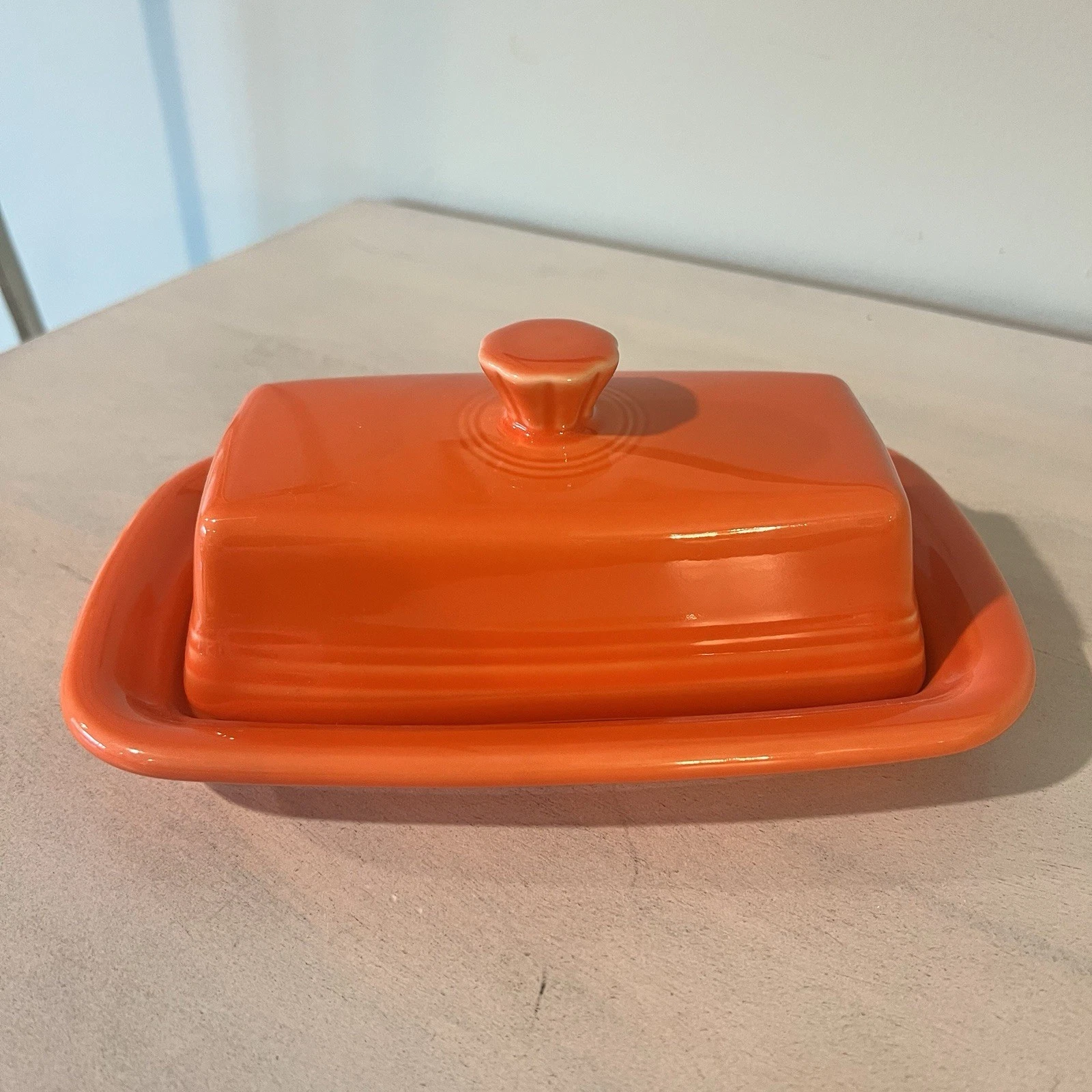 Fiesta USA Butter Dish w Lid Persimmon Orange Homer Laughlin HLC USA Fiestaware