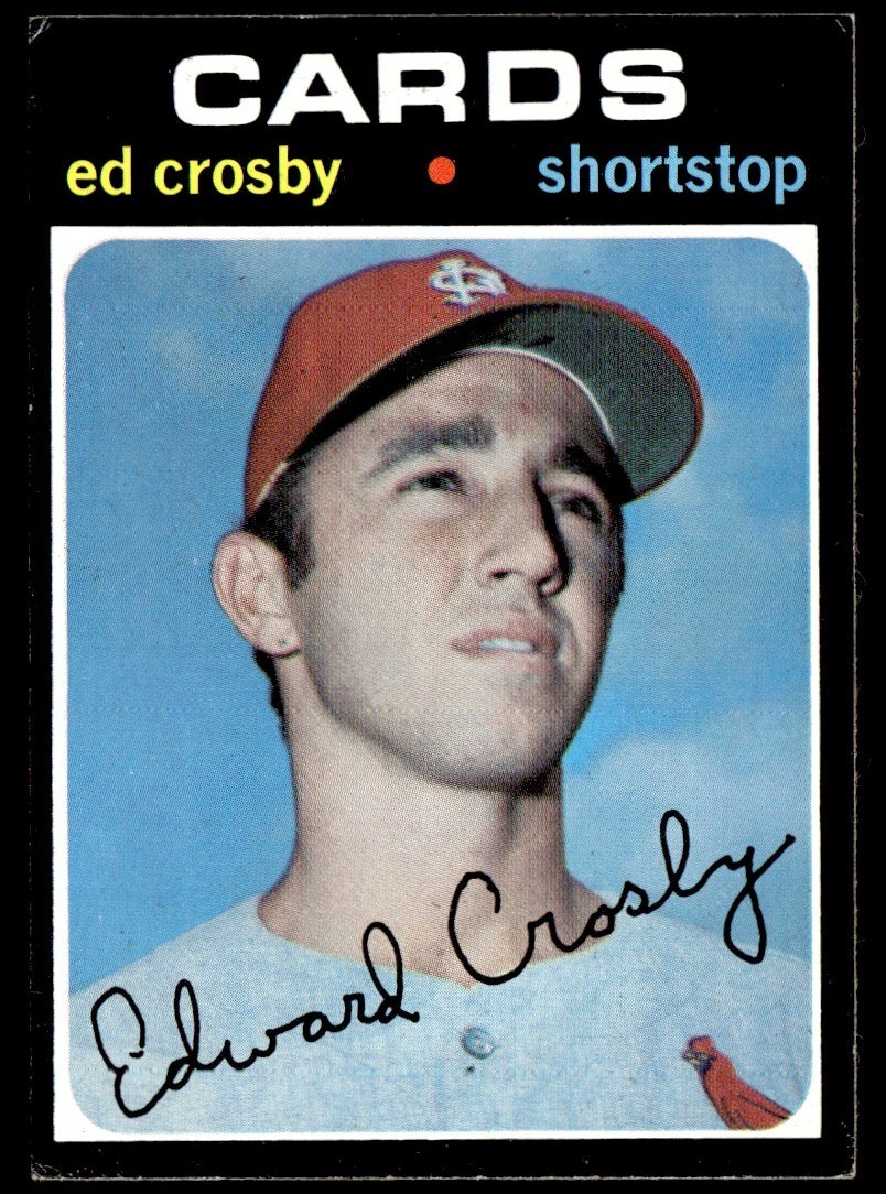 1971 Topps Baseball Card Ed Crosby RC St. Louis Cardinals #672 EX-MT