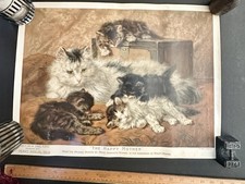 Victorian Print “The Happy Mother” Henriette Ronner Pears Annual 1905 Kittens