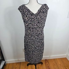 Lauren Ralph Lauren Dress Womans Sz 12 Purple Abstract Animal Print  Ruched