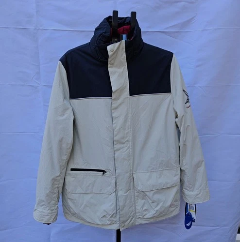 Nautica Men's 3-in-1 Jacket M Navy Cream Red Colorblock Nautical Outdoor NWT - product listing photo