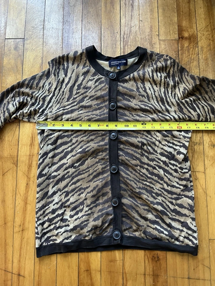 Vintage Jones New York Leopard Print Silk Cardigan and Tank Set Women’s Medium — 第 3/4 张图片