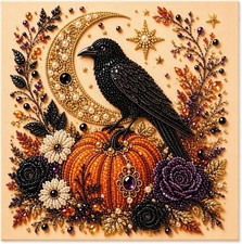 Halloween Crow Pearl Art DIY Kit 3D Diamond Art Painting Craft Set for Adults