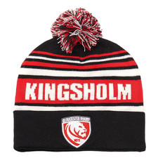 Gloucester Rugby Adult Beanie Oxen Kingsholm Text Bobble Hat - New