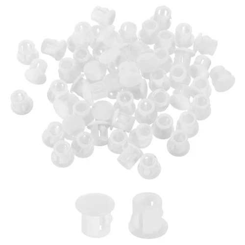 70Pcs Plastic Hole Plugs, 6mm(1/4") Round Flush Type Panel Plugs, White