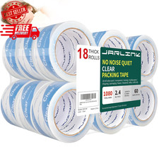 JARLINK No Noise Clear Quiet Packing Tape 18 Rolls , Heavy Duty Packaging Tape