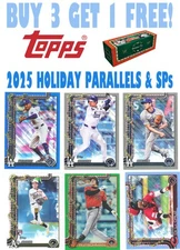 2025 Topps Holiday Baseball SP & PARALLELS ONLY (BUY 3 GET 1) You Pick/Choose