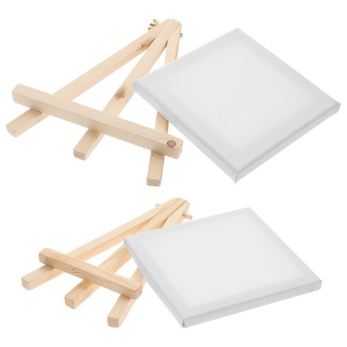 Set Di 12 Mini Tele E Cavalletti Da 5 Pollici In Legno - Artisti Mini Canvas 3x3 Pollici Per Pittura, Artigianato E Decorazioni