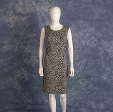 Diane von Furstenberg DVF Selene Dress 10 Black White Stretch Sheath Work Ruched
