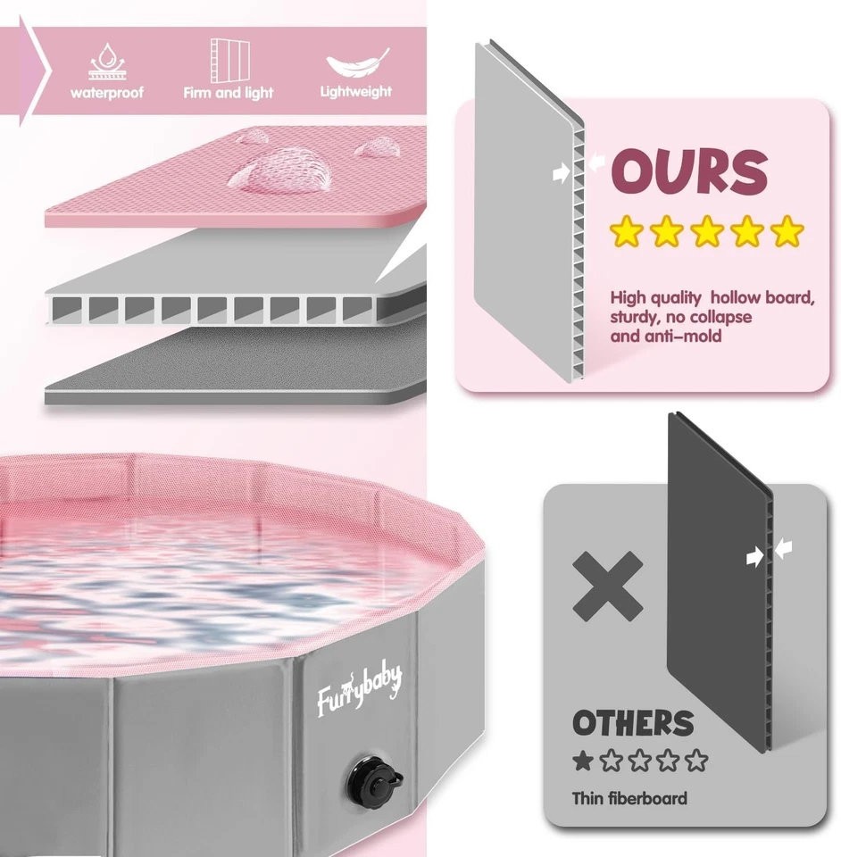 Portable 47'' Kiddie Pool - Safe Wading Pool for Dogs and Kids, Easy to Clean - Image 4 of 4