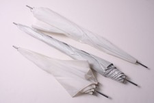 Used 2 40" Umbrellas Silver and White and 1 30" Umbrella
