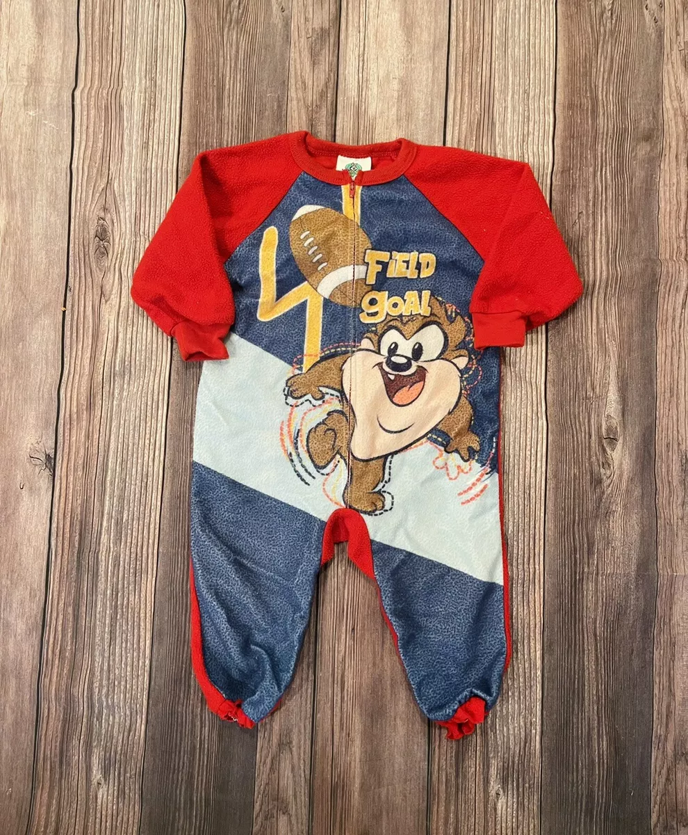 Tasmanian Devil Zip Up Sleeper Baby Looney Toons Vintage Zipper sz 18 months