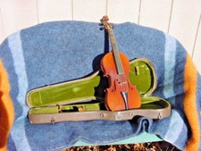 ANTIQUE VIOLIN 4/4 FULL SIZE AND OLD BOW AND OLD CASE C1900 Czecho-Slowakia