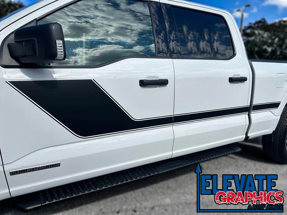 2021-2026 For Ford F150 Decals Side Hockey Stick Two Stripes Vinyl 3M Graphics - Image 4 of 4