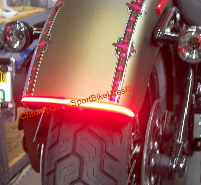 Светодиодная планка ходового/тормозного/поворотного фонаря — Harley Davidson Softail Slim/Blackline; красные линзы - Изображение 4 из 4