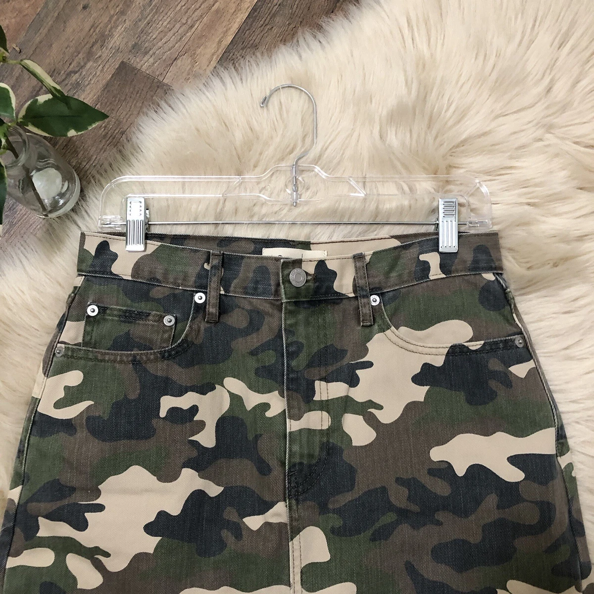 Camo denim mini clearance skirt