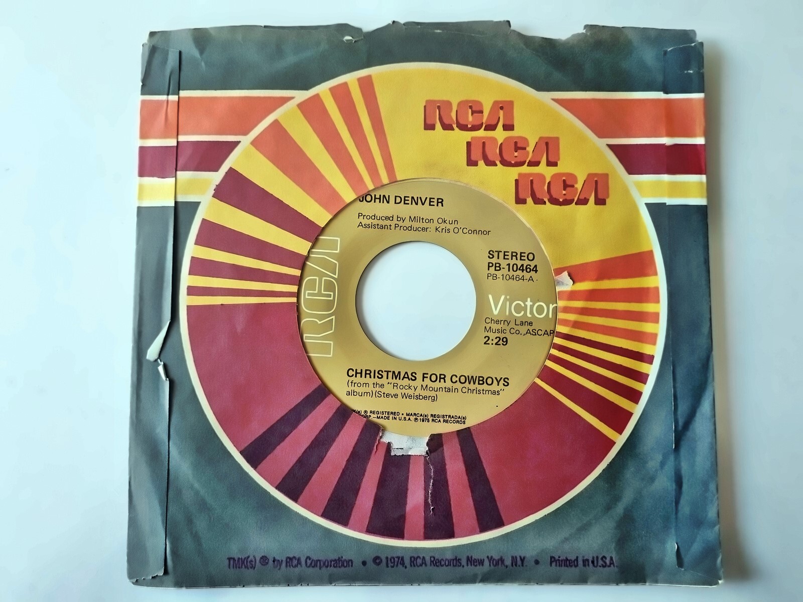 John Denver - Christmas for cowboys/ Silent night, holy night 7'' Vinyl US
