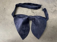 Handmade Oversized Navy Brocade Bow tie Vintage style 70`s Wedding Prom