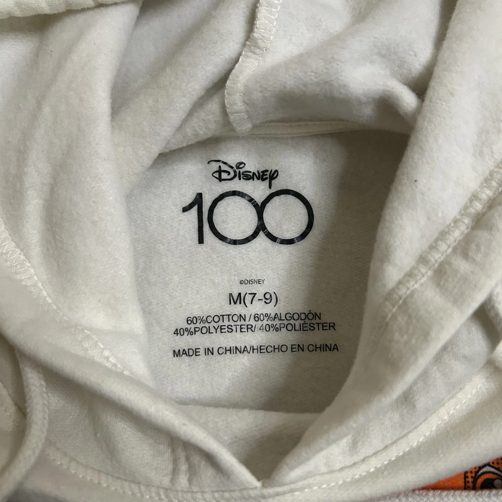 OFF WHITE Felpa donna Disney con cappuccio principessa avorio crema 100 anni taglia media
