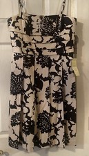 NWT $134.00 Nine West Dreamtime Black & Ivory Floral Dress Lord & Taylor Sz 12