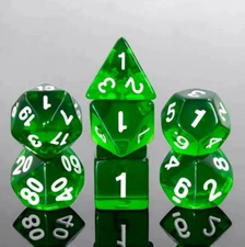 NEW RPG / D&D / AD&D Dice Set of 7 - Gem India Green