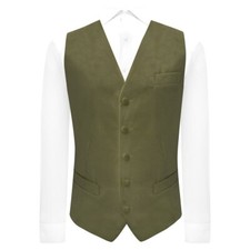 Luxury Olive Green Textured Velvet Waistcoat