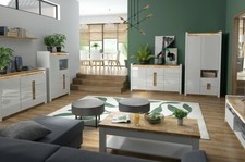 Modern, elegant 2 doors wardrobe with 2 drawers, white high gloos, Alameda