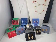 Avon Set Christmas Cross Angel Necklaces Earrings Brooch Tree Rhinestones Lot