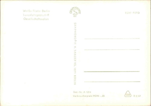 DDR SCHIFFE Luxus-Fahrgastschiff Schiff Innenansicht 1967 Weiße Flotte Berlin - Imagen 2 de 2
