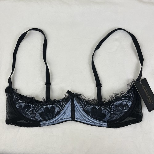 NWT Frederick’s of Hollywood Lux Open Cup Satin Lace Mesh Underwire Bra Size 14