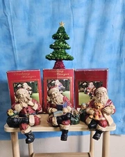 Santa Windsor Collection Christmas Stocking Holder Hanger Resin Lot of 3 VGT