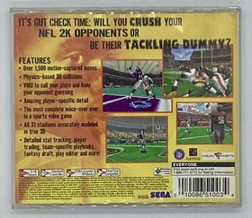NFL 2K (Sega Dreamcast, 1999) Tested - Booklet Water Damaged